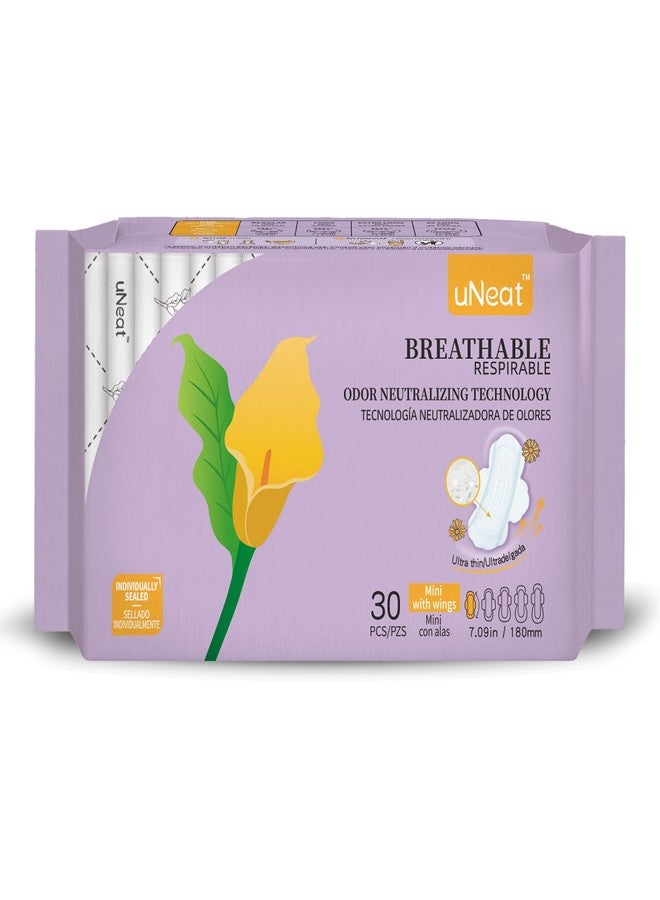 uNeat Panty Liners for Women & Teens, Pantiliners with Wings, Mini Sanitary Pads, Light Periods and Leaks, Ultra Thin Daily Liners for Women,30 Count - Image 1
